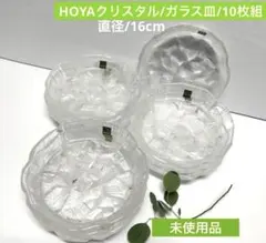未使用/特価❕HOYAクリスタル/ガラス丸皿/10枚組　サラダ皿/フルーツ皿のサムネイル