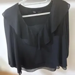ZARA ブラック フリル付きシャツ M