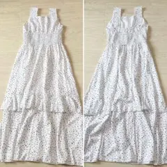 DAZY リゾートワンピース　ドット　ロングワンピース　Aライン　S 白　新品