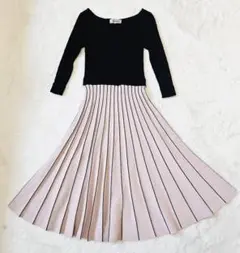 Rirandture ニットドッキング ロングワンピース パール