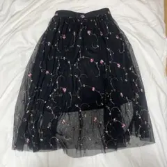 INGNI 花柄刺繍 チュール フレアスカート レースMのサムネイル