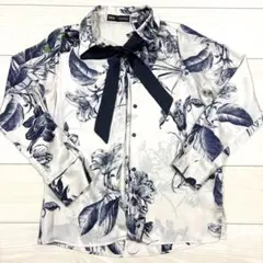『完売品』ZARA 花柄リボン付き長袖シャツ