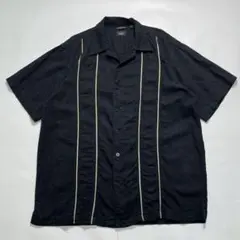 00s ハガー 開襟 半袖リネン レーヨンシャツ L 黒 ブラック ☆.8554のサムネイル
