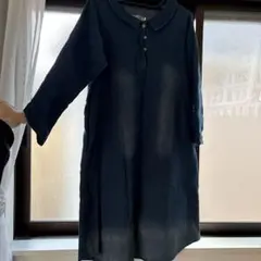 デニムブルー 長袖シャツワンピース