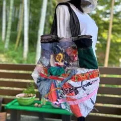 60806Aミナペルホネン ハンドメイド パッチワーク ブガッティトート
