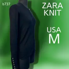 ZARA KNIT レディースカーディガン比翼仕立て　M 黒
