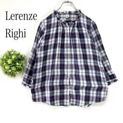 Lerenze Righi 【Ｍ】七分袖シャツ　チェック柄　ブラウス　コットン