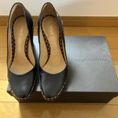 EU34-1/2 Louis Vuitton 21.5cmダミブラウン 太ヒール