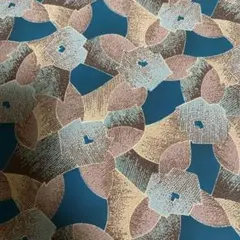 幾何学模様 青色 生地 約4cm幅　　期間限定値下げ