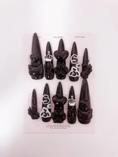 【3D/量産型/地雷系】漆黒ハート×クラウンネイルチップ