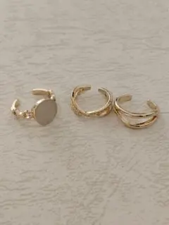 ChooMia 3点セット　クロスラインニュアンスウェーブリング　ゴールドリング