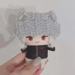 【灰色gr】にじぱぺっと　ぬい帽子　ぬい服　ネコ耳　ニット帽 10cmぬい