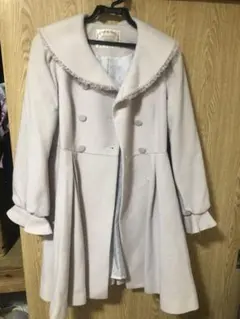 ライトピンク フリル付きロングコート