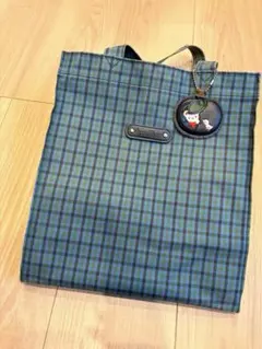 familiar チェック　トートバッグ　トート　青　ファミリア　大