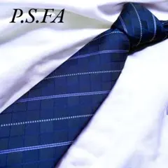 【美品】パーフェクトスーツファクトリー ネクタイ レジメン チェック ネイビー