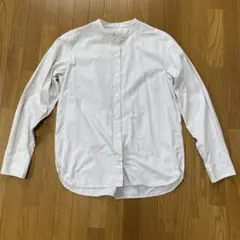 無印良品 スタンドカラーシャツ 長袖 グレーホワイト Lのサムネイル