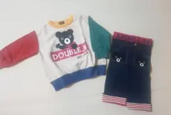 DOUBLE.B クマプリント スウェットトレーナーとパンツセット