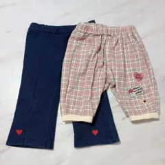 バースデイ デニム パンツ ボトム ズボン ハート ギンガムチェック ワッペン