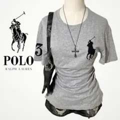 POLO ラルフローレン Tシャツ 半袖 グレー 黒 ビックポニー Y2Kのサムネイル