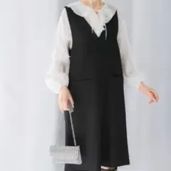 ジャンパースカート ひざ丈ワンピース