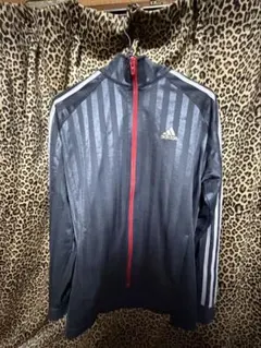 adidas ジップアップジャケット Mサイズ ブラック/レッド