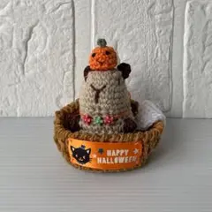 ハロウィン カピバラ　あみぐるみ かぼちゃ付き