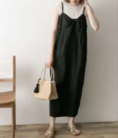 M様アーバンリサーチ　Ｉラインツイストキャミソールロングワンピース　ブラック