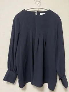 [THE SHOP TK]長袖ブラウス　ネイビー Mサイズ