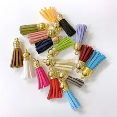カラー充実☆カン付きタッセルチャーム KCゴールド×ブルー6個入り