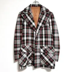 80s チェック柄テーラードジャケット 総裏仕立て マルチカラー