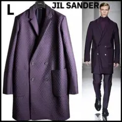 【美品・ランウェイ品】ジルサンダー ダブルチェスターコート エンボス加工