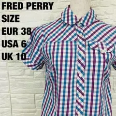 FRED PERRY チェック柄 半袖シャツ EUR38　【9158】のサムネイル