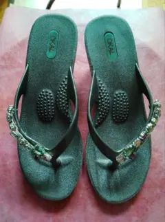 OKAL ビーチサンダル ビーズ装飾付