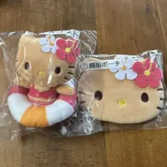 サンリオハローキティ当たりくじ 日焼け顔型 マスコット・ポーチ