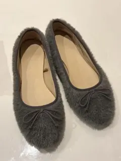 GU シャギーフラットシューズ グレー　M 23.5