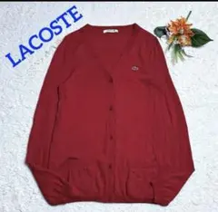 ✿︎ 美品/ラコステ　LACOSTE Vネックニットカーディガン　赤ワニ ✿︎のサムネイル