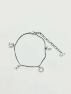【中古美品】ディオール　Dior　ロゴ　ラインストーンブレスレット　A810