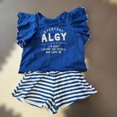 ALGY フリル袖トップスとストライプの水着のセット130cm