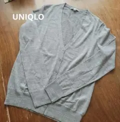 【美品】ユニクロ エクストラファインメリノ Vネックカーディガン グレー M