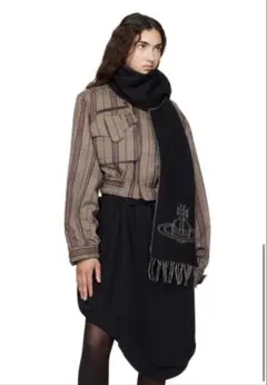 Vivienne Westwood ウール マフラー ブラック ホワイト