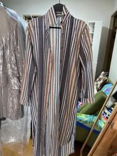 ストライプ 長袖シャツワンピース
