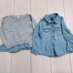 2点セット　トップス　シャツ　ニット　レイヤード