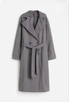 H&M コットンツイルトレンチコート ダークグレー　XS