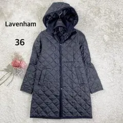 【美品】ラベンハム 2way キルティングコート ジャケット フード 36 黒
