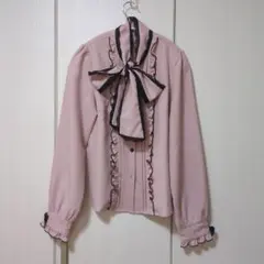 DearMyLove　レースふちどりボウタイリボンフリルブラウス　Mのサムネイル