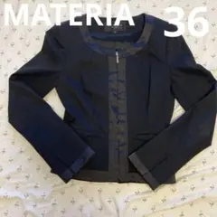 MATERIA ノーカラージャケット サイズ36 黒のサムネイル