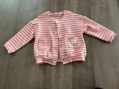 フタフタ カーディガン オレンジ ピンク ストライプ