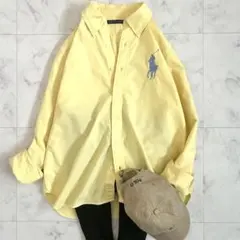 ラルフローレン　長袖　シャツ　ビッグポニー　刺繍　7 イエロー　黄色