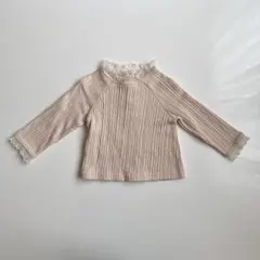 bebeholic ピンク　トップス　長袖　フリル　レース　Mサイズ　80 新品
