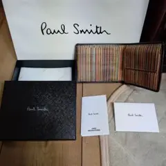 Paul Smith ポールスミス財布 マルチストライプ メンズ 二つ折り財布